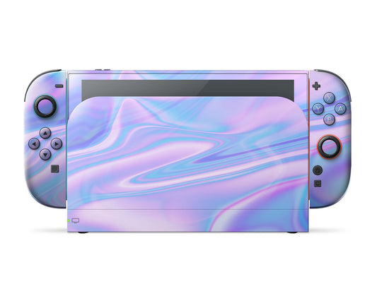 Lux Skins Nintendo Switch 2 Purple Holographic Opal Iridescent Classic no logo Skins - Solid Colours Gradient Skin