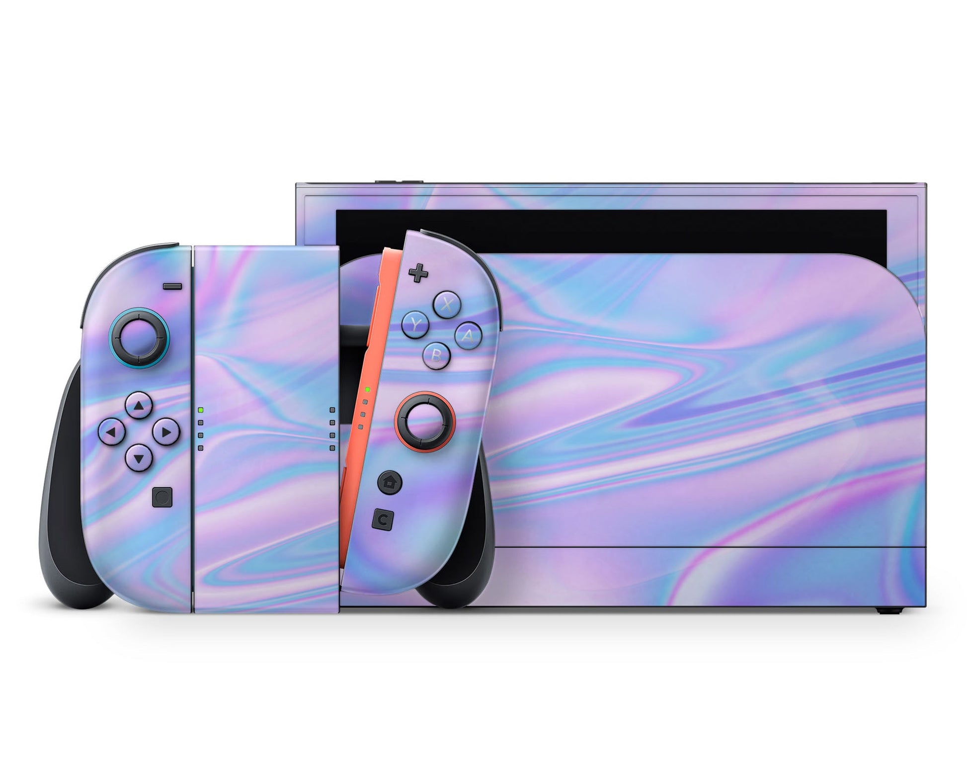 Lux Skins Nintendo Switch 2 Purple Holographic Opal Iridescent Classic no logo Skins - Solid Colours Gradient Skin