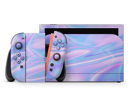 Lux Skins Nintendo Switch 2 Purple Holographic Opal Iridescent Classic no logo Skins - Solid Colours Gradient Skin