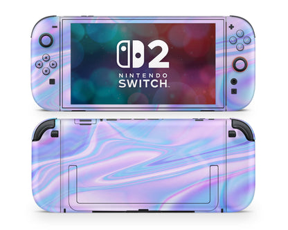 Lux Skins Nintendo Switch 2 Purple Holographic Opal Iridescent Classic no logo Skins - Solid Colours Gradient Skin