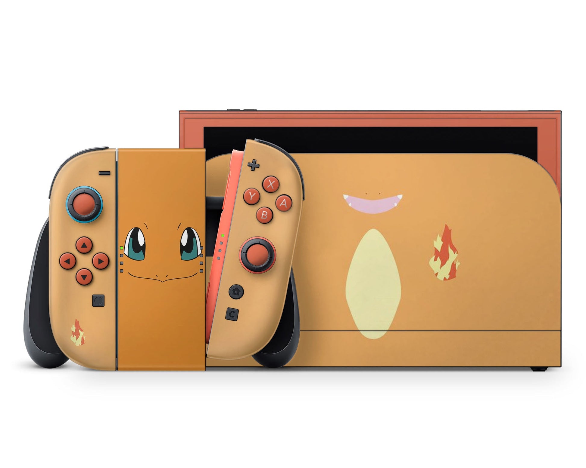 Lux Skins Nintendo Switch 2 Pokemon Charmander Minimalist Full Set +Tempered Glass Skins - Pop culture Pokemon Skin