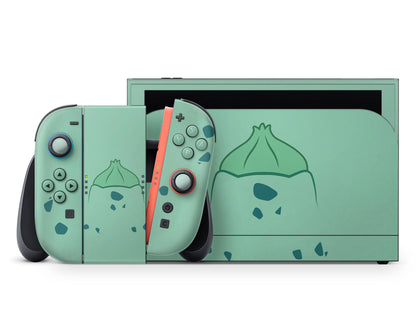 Lux Skins Nintendo Switch 2 Pokemon Bulbasaur Minimalist Full Set +Tempered Glass Skins - Pop culture Pokemon Skin