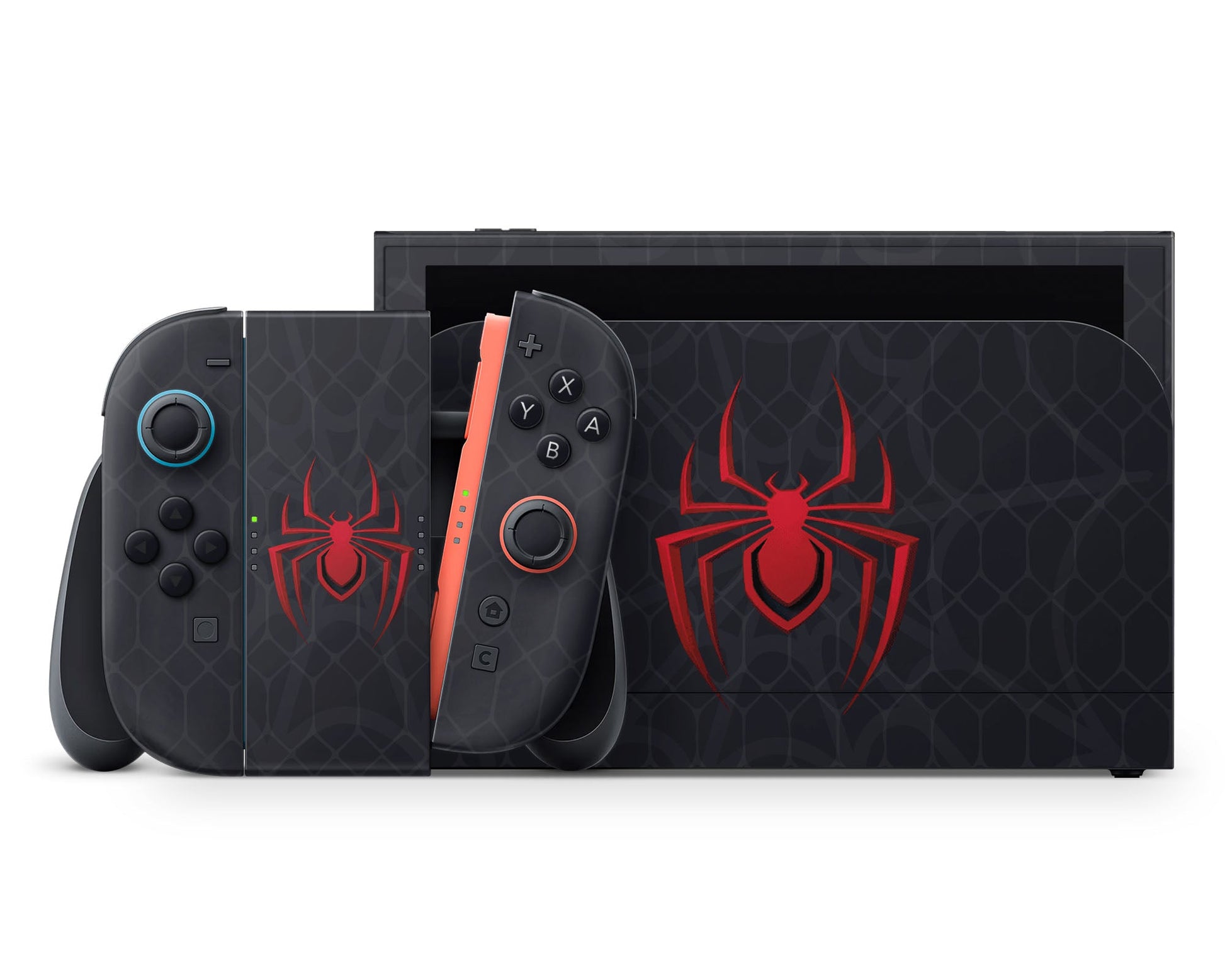 Lux Skins Nintendo Switch 2 Spiderman Miles Morales Full Set +Tempered Glass Skins - Pop culture Spiderman Skin