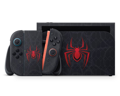 Lux Skins Nintendo Switch 2 Spiderman Miles Morales Full Set +Tempered Glass Skins - Pop culture Spiderman Skin