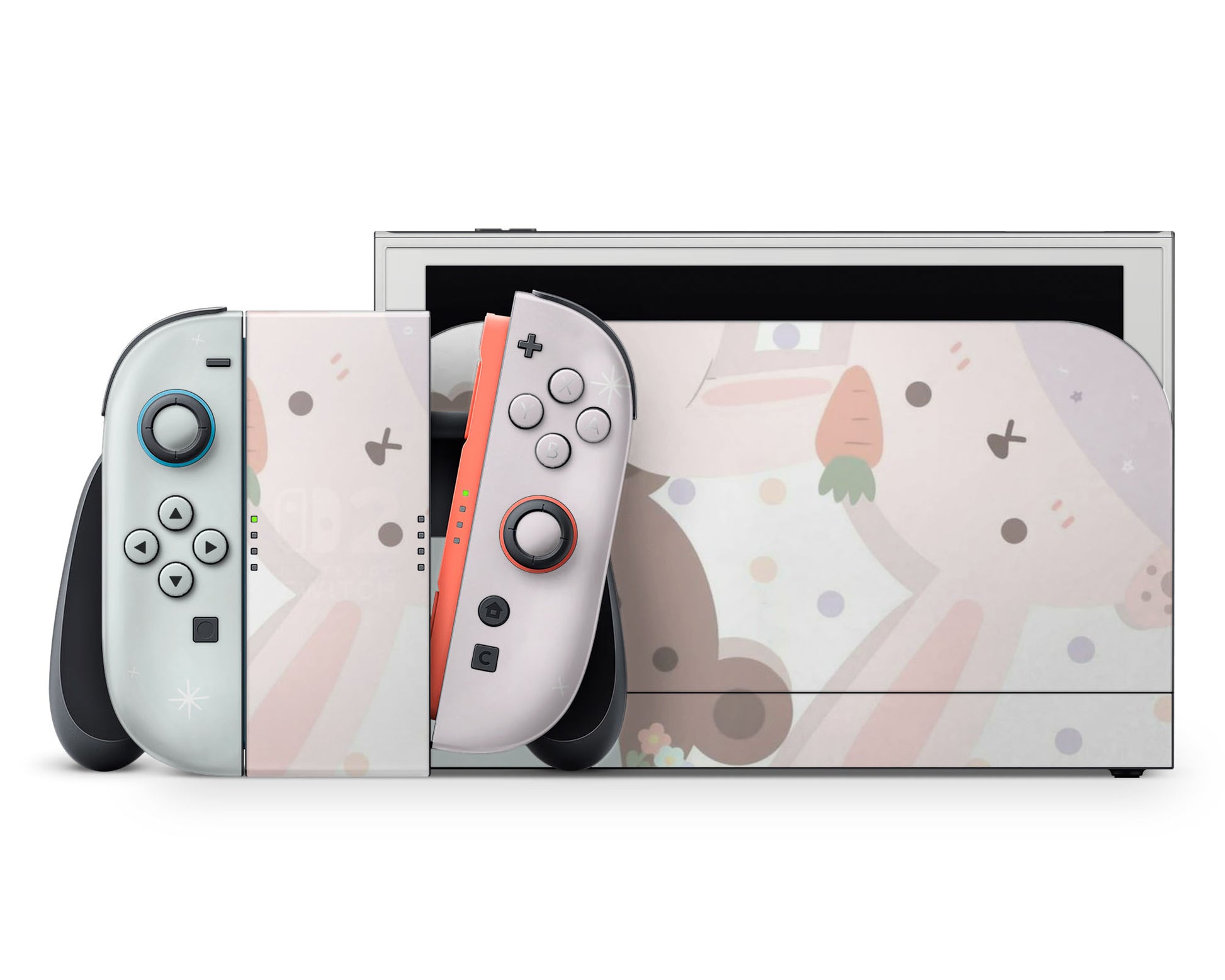 Lux Skins Nintendo Switch 2 Bunny Rabbit Meets Bear Full Set +Tempered Glass Skins - Art Animals Skin