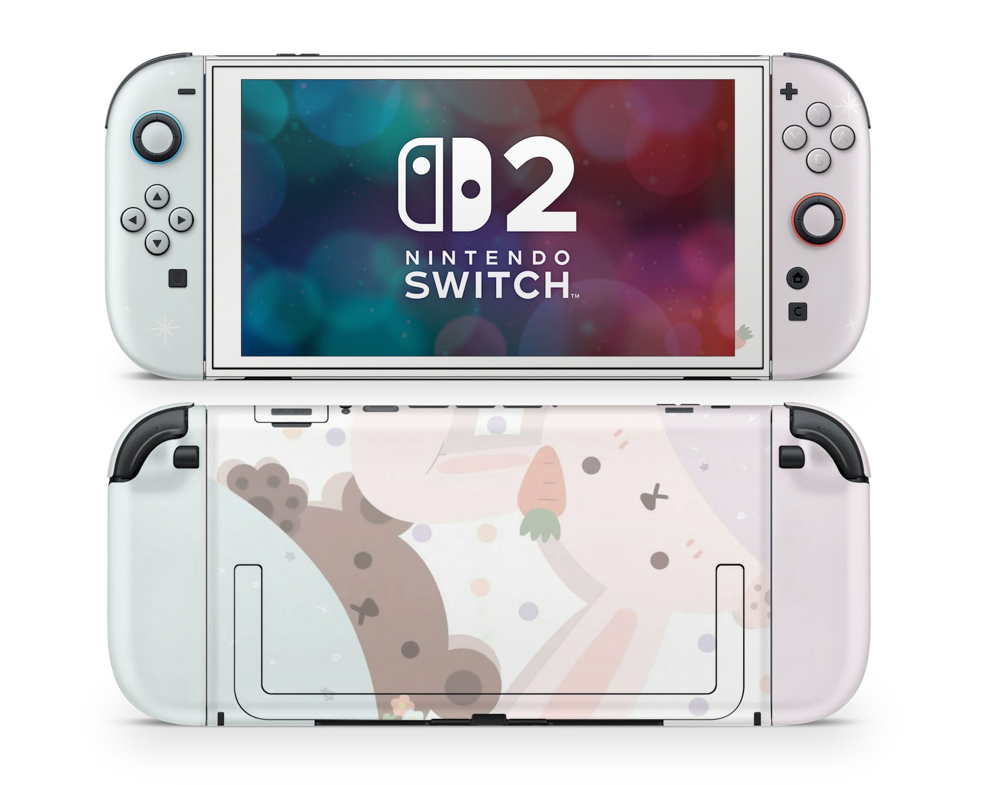 Lux Skins Nintendo Switch 2 Bunny Rabbit Meets Bear Joycons Only Skins - Art Animals Skin