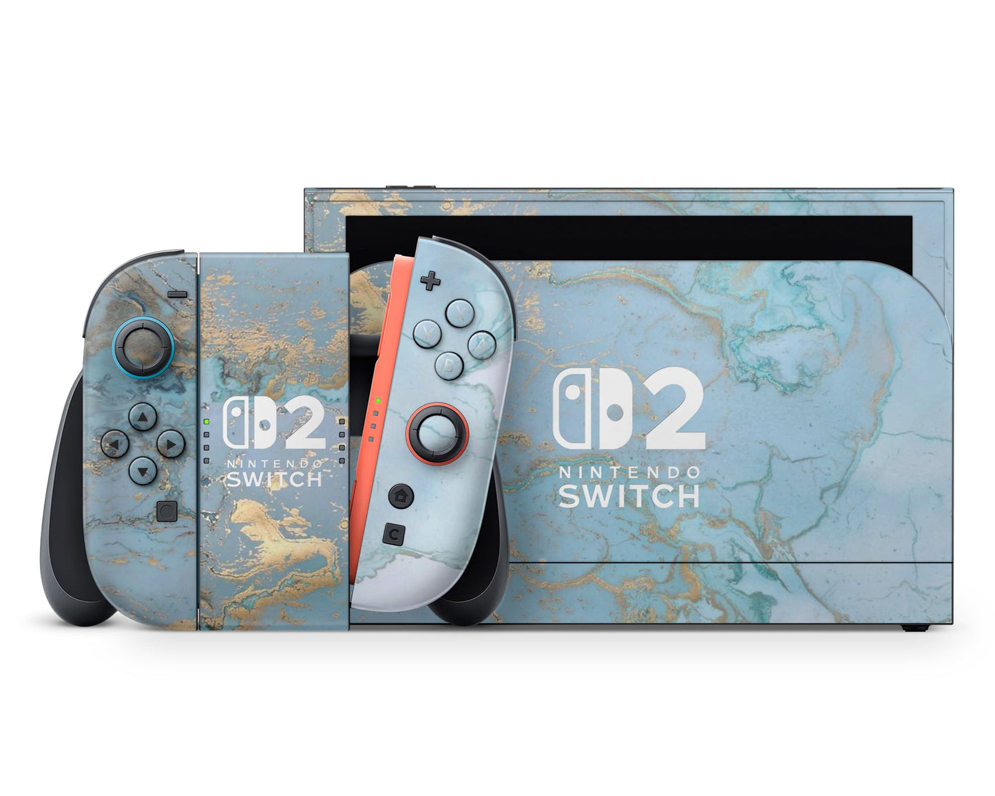 Lux Skins Nintendo Switch 2 Blue Marble Nintendo logo Skins - Pattern Marble Skin
