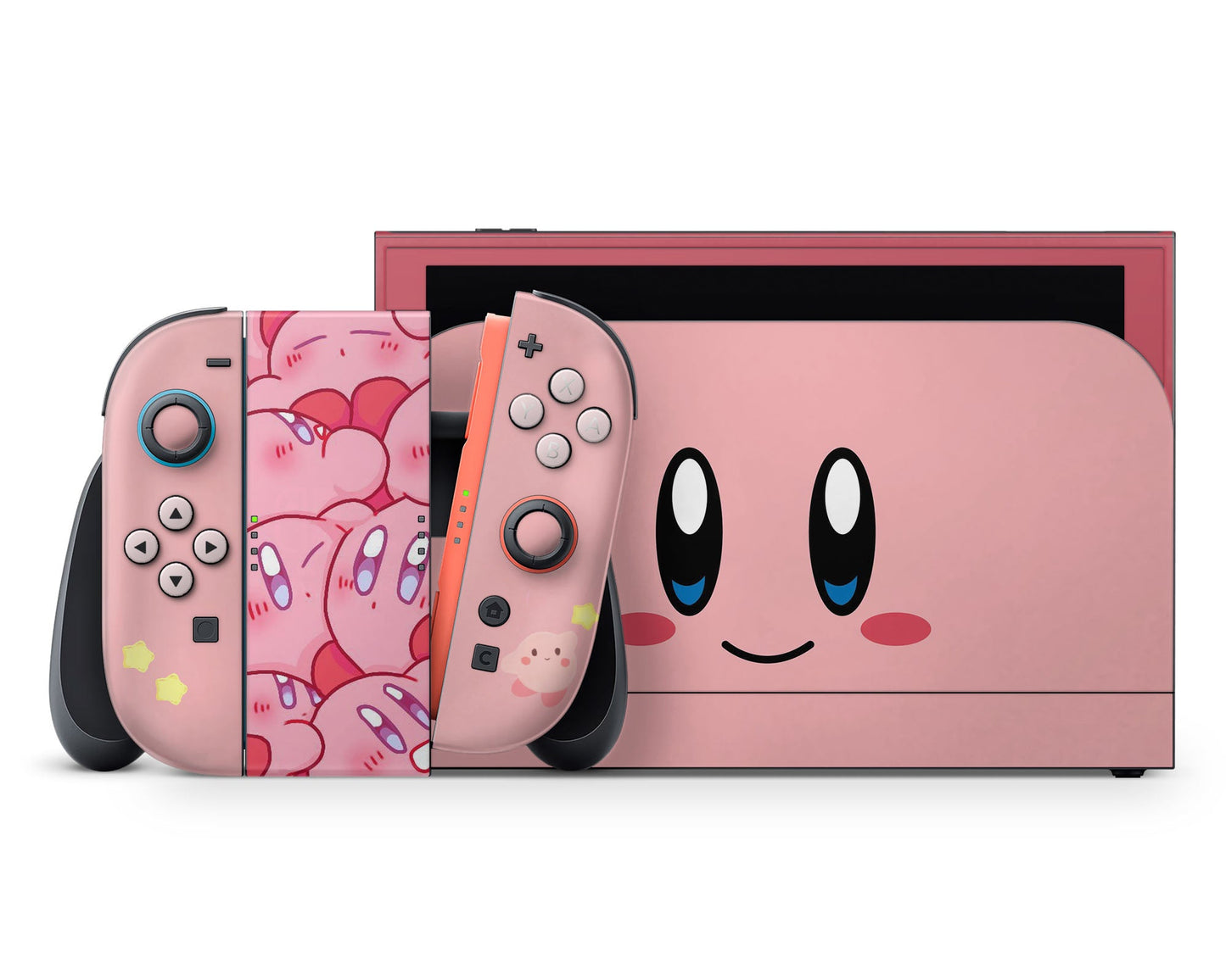 Lux Skins Nintendo Switch 2 Kirby Pastel Pink Highlights Full Set +Tempered Glass Skins - Pop culture Kirby Skin
