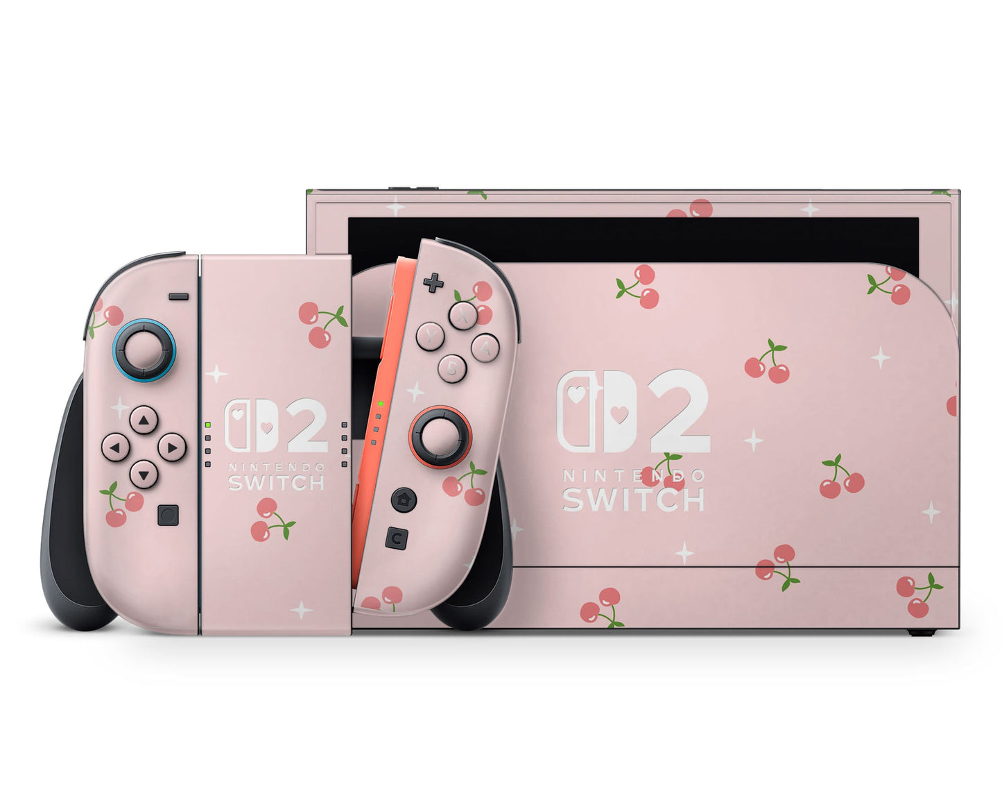 Lux Skins Nintendo Switch 2 Cherry Soft Pastel Pink Hearts logo Skins - Pattern Fruits Skin
