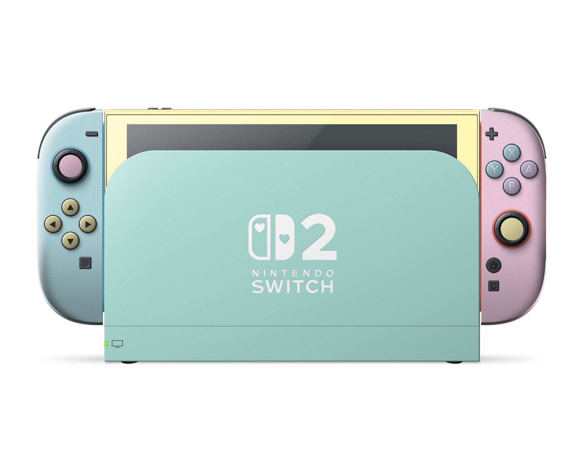 Lux Skins Nintendo Switch 2 Seafoam Retro 80s Pastel Blocking Hearts logo Skins - Solid Colours Colour Blocking Skin