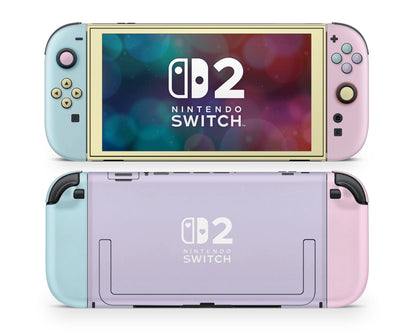 Lux Skins Nintendo Switch 2 Seafoam Retro 80s Pastel Blocking Hearts logo Skins - Solid Colours Colour Blocking Skin