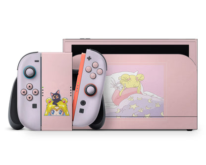 Lux Skins Nintendo Switch 2 Sailor Moon Sleepy Gamer Girl Full Set +Tempered Glass Skins - Pop culture Sailor Moon Skin