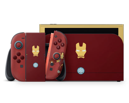 Lux Skins Nintendo Switch 2 Iron Man Minimalist Full Set +Tempered Glass Skins - Pop culture Comics Skin