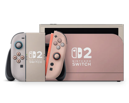 Lux Skins Nintendo Switch 2 Ceramic Rose Pastels Hearts logo Skins - Solid Colours Colour Blocking Skin