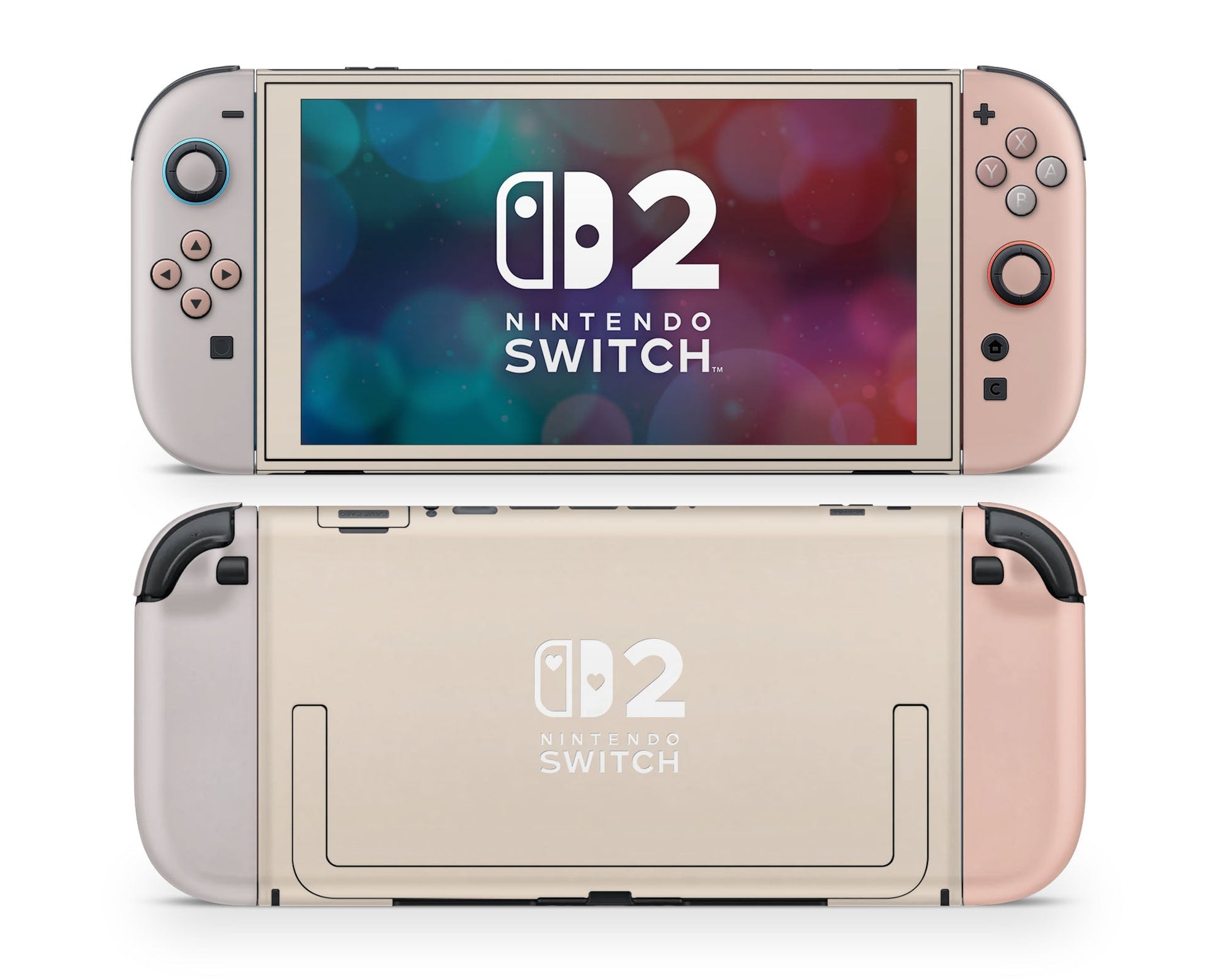 Lux Skins Nintendo Switch 2 Ceramic Rose Pastels Hearts logo Skins - Solid Colours Colour Blocking Skin