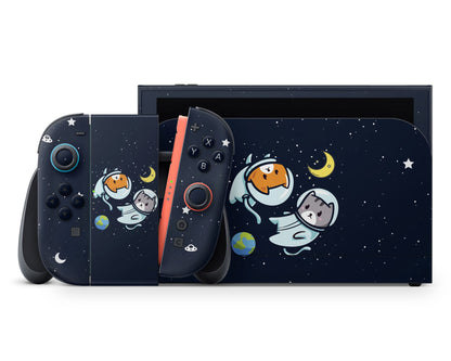 Lux Skins Nintendo Switch 2 Cute Space Kitty Cat Full Set +Tempered Glass Skins - Art Animals Skin
