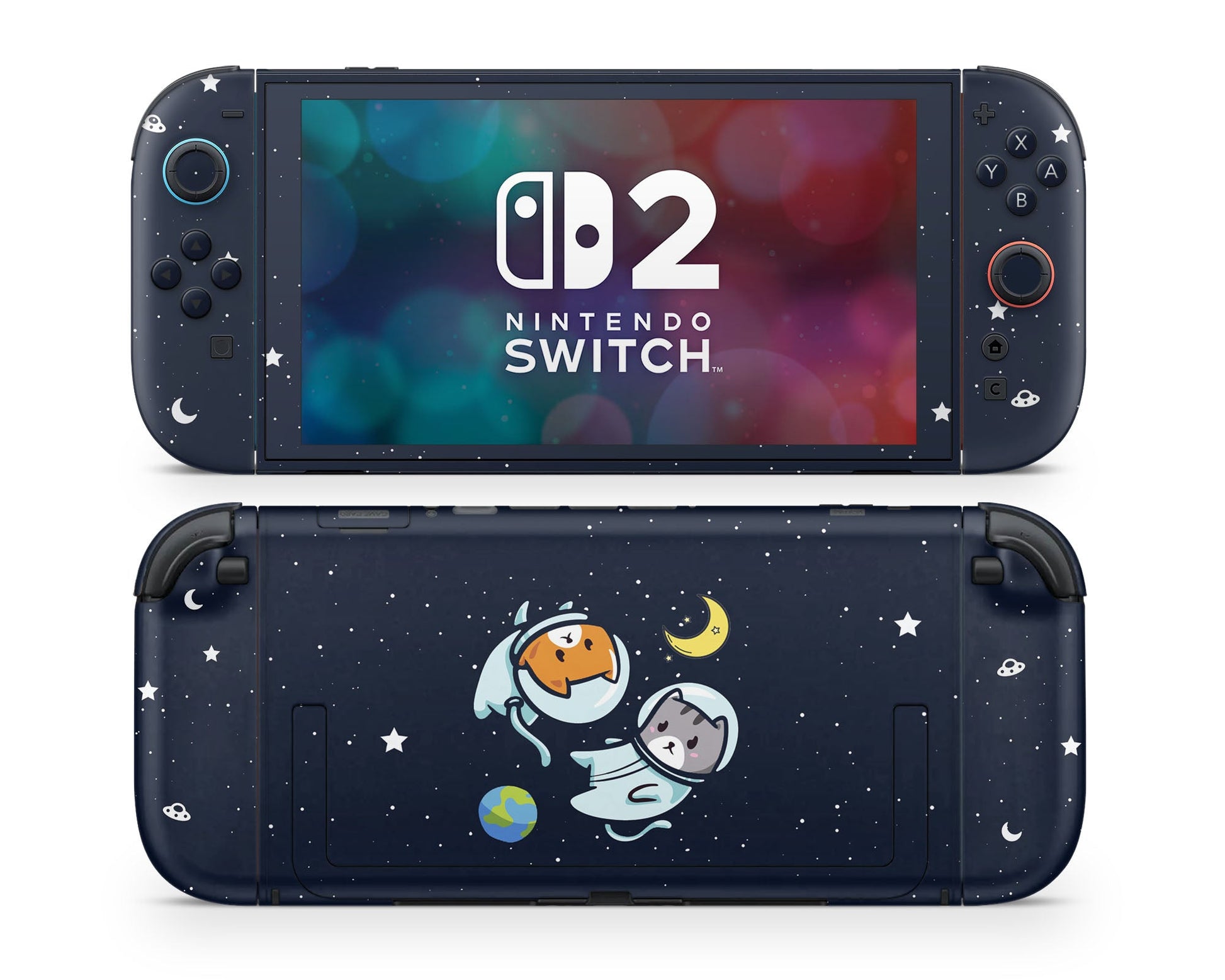 Lux Skins Nintendo Switch 2 Cute Space Kitty Cat Joycons Only Skins - Art Animals Skin