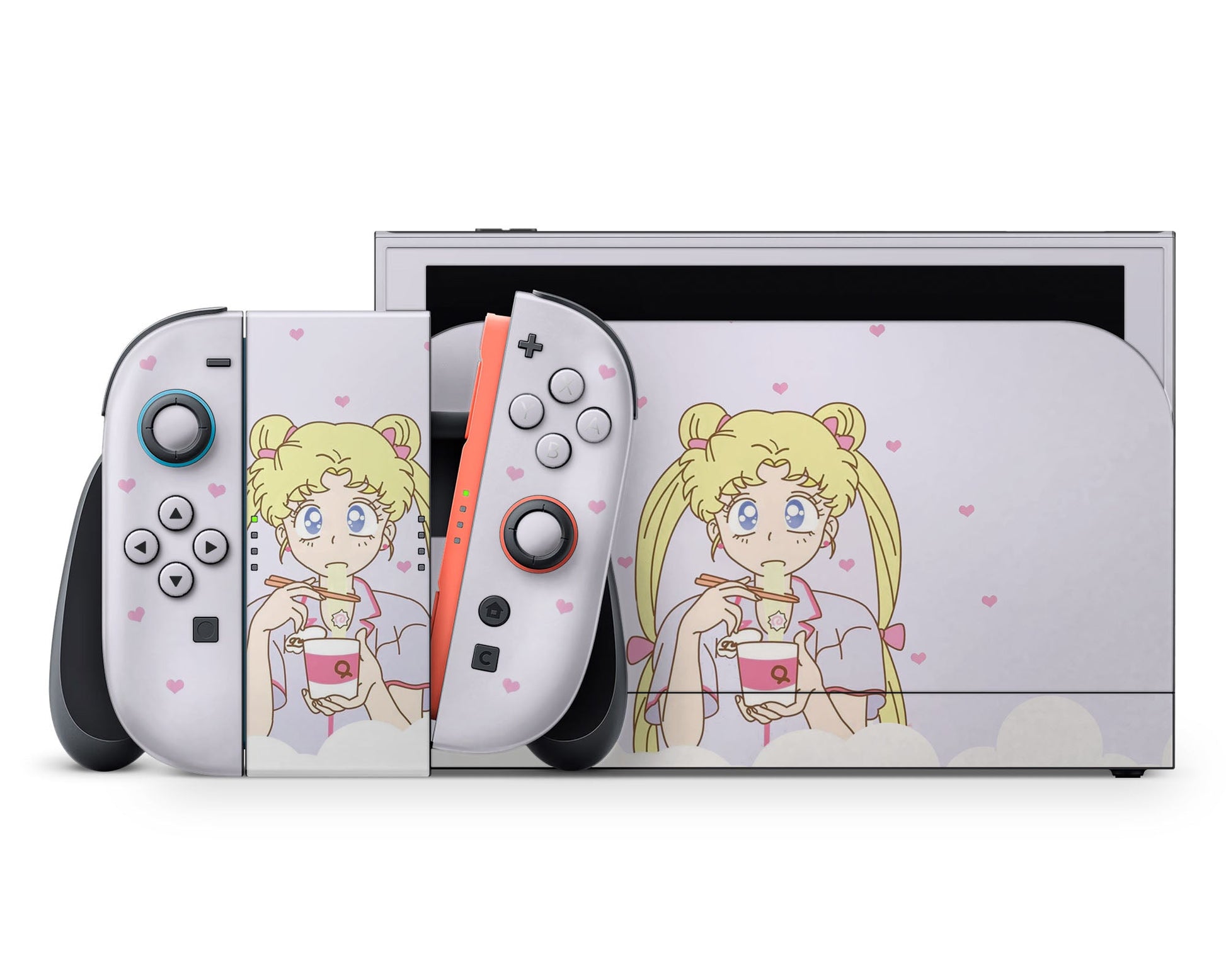 Lux Skins Nintendo Switch 2 Sailor Moon Ramen Pastel Purple Full Set +Tempered Glass Skins - Pop culture Sailor Moon Skin