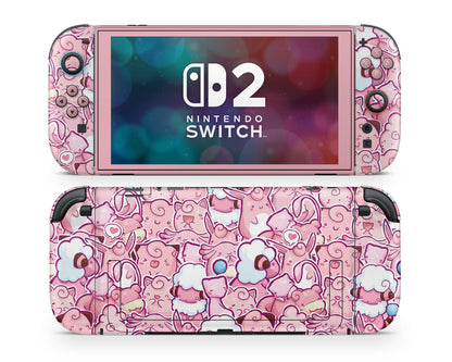 Lux Skins Nintendo Switch 2 Pokemon Pink Pattern Joycons Only Skins - Pop culture Pokemon Skin