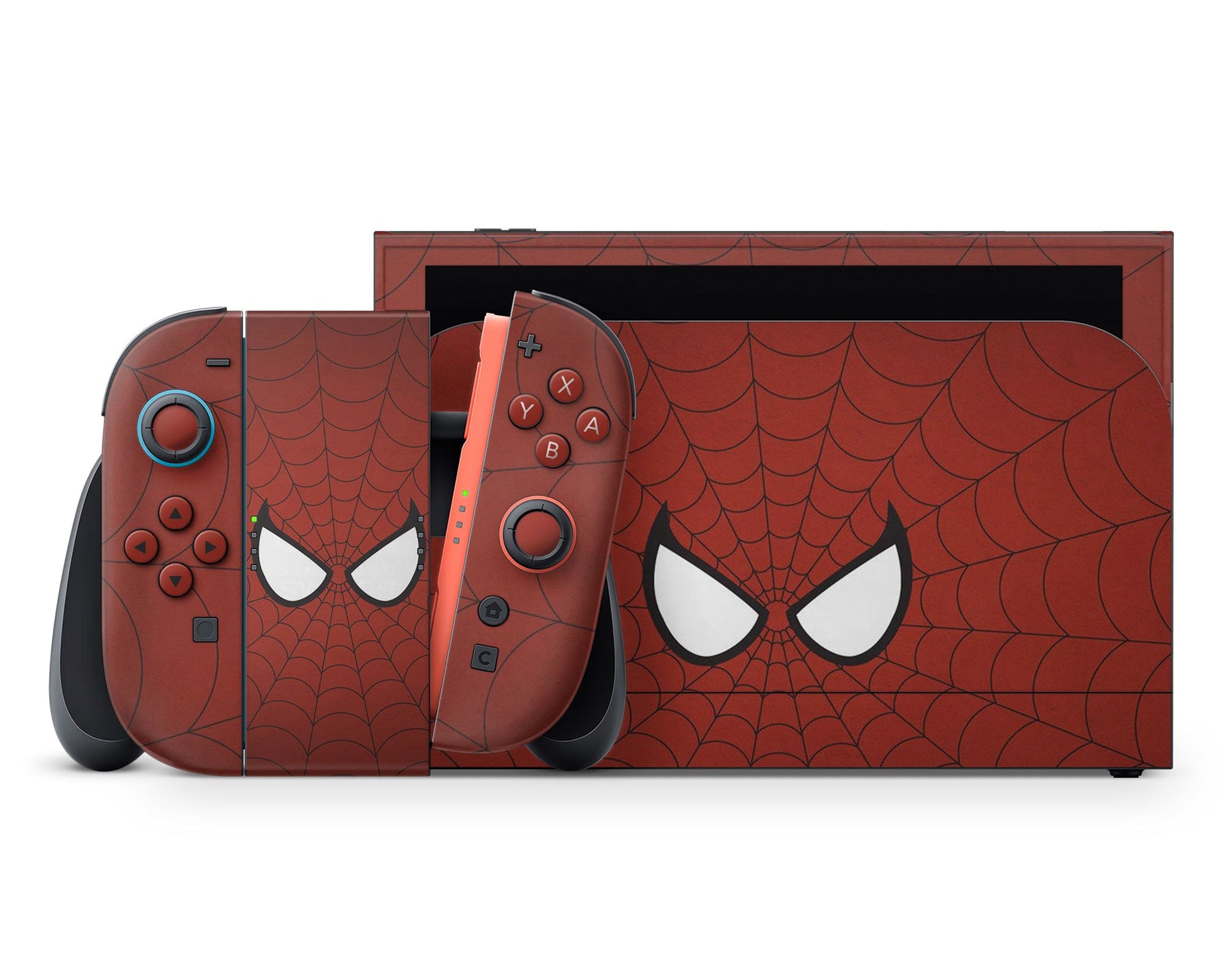 Lux Skins Nintendo Switch 2 Red Spiderman Webbing Full Set +Tempered Glass Skins - Pop culture Spiderman Skin