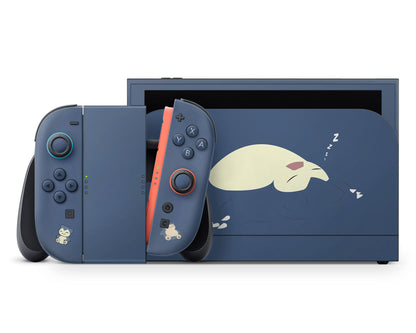 Lux Skins Nintendo Switch 2 Pokemon Snorlax Navy Blue Full Set +Tempered Glass Skins - Pop culture Pokemon Skin