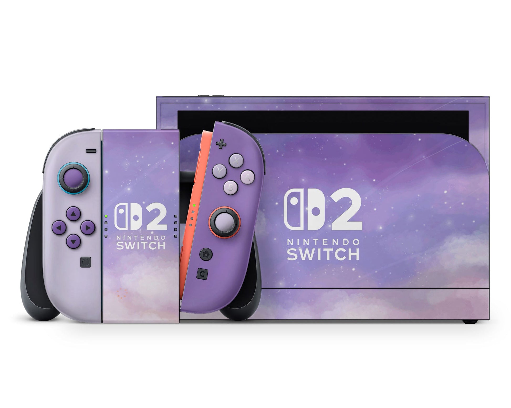 Lux Skins Nintendo Switch 2 Misty Lavender Clouds Nintendo logo Skins - Art Clouds Skin