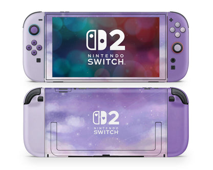 Lux Skins Nintendo Switch 2 Misty Lavender Clouds Hearts logo Skins - Art Clouds Skin