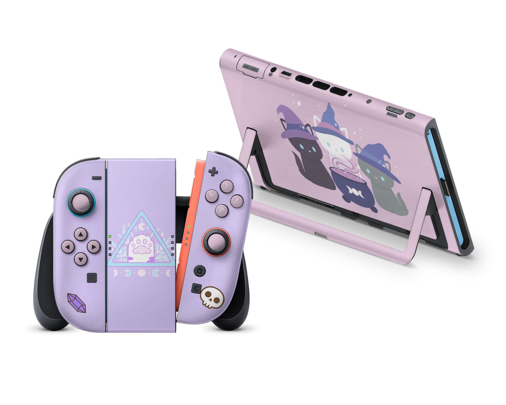 Lux Skins Nintendo Switch 2 Cute Kitty Cat Witch Trio Full Set Skins - Art Animals Skin