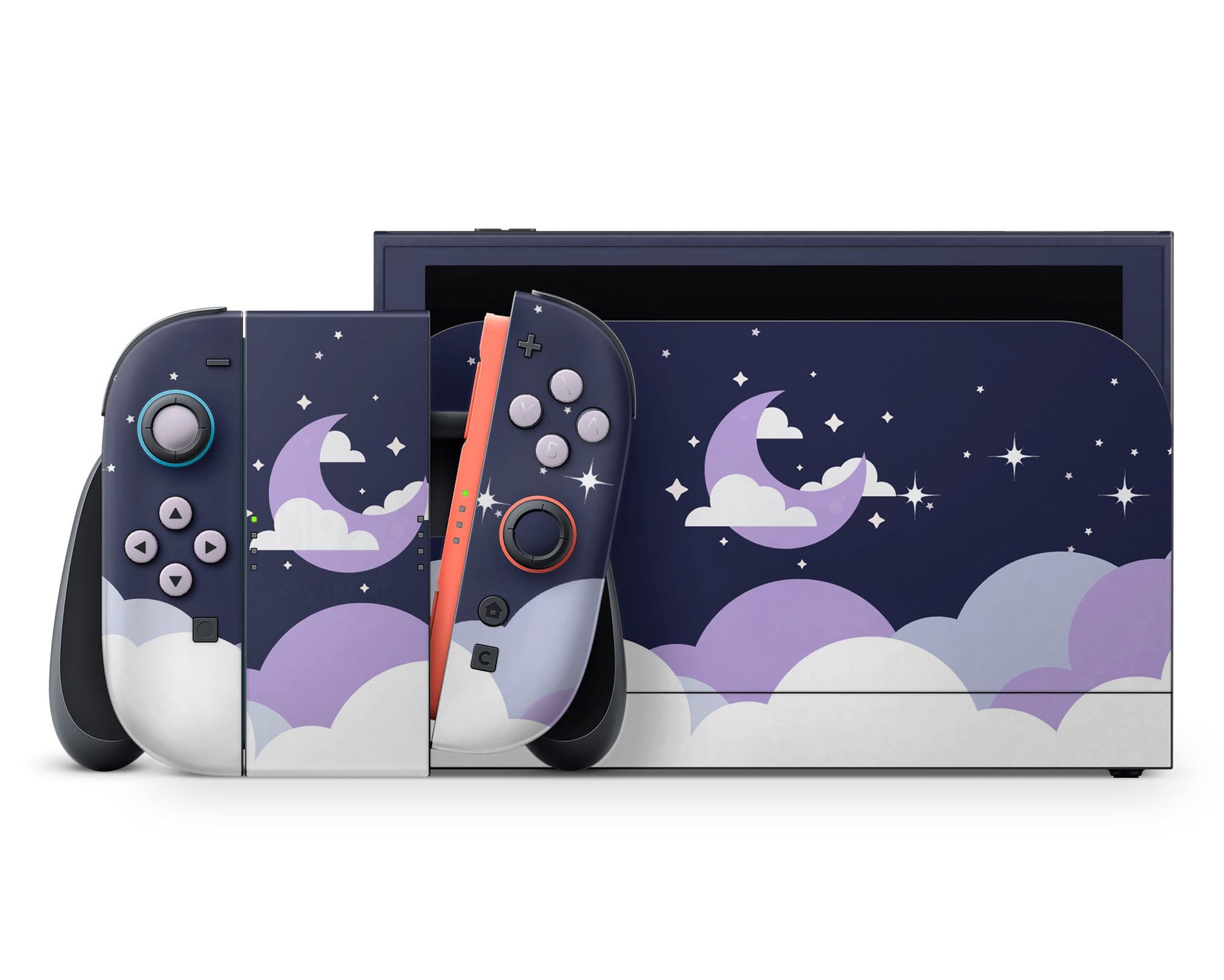 Lux Skins Nintendo Switch 2 Dark Dreamy Night Clouds Purple Classic no logo Skins - Art Clouds Skin