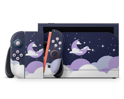 Lux Skins Nintendo Switch 2 Dark Dreamy Night Clouds Purple Classic no logo Skins - Art Clouds Skin