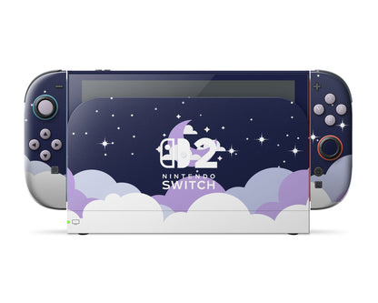 Lux Skins Nintendo Switch 2 Dark Dreamy Night Clouds Purple Nintendo logo Skins - Art Clouds Skin