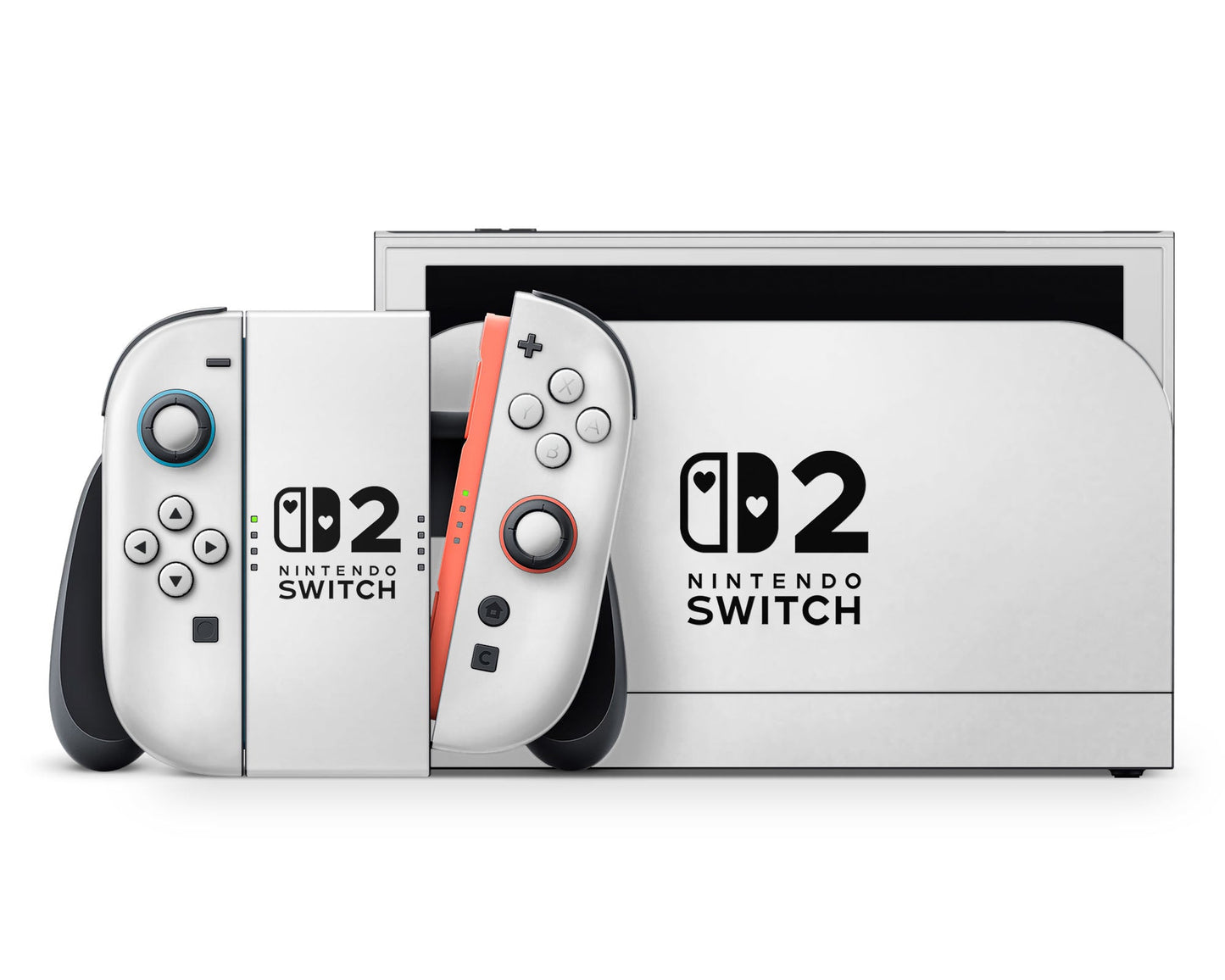 Lux Skins Nintendo Switch 2 Avalanche White (Nintendo Logo) Hearts logo Skins - Solid Colours Solid Colours Skin