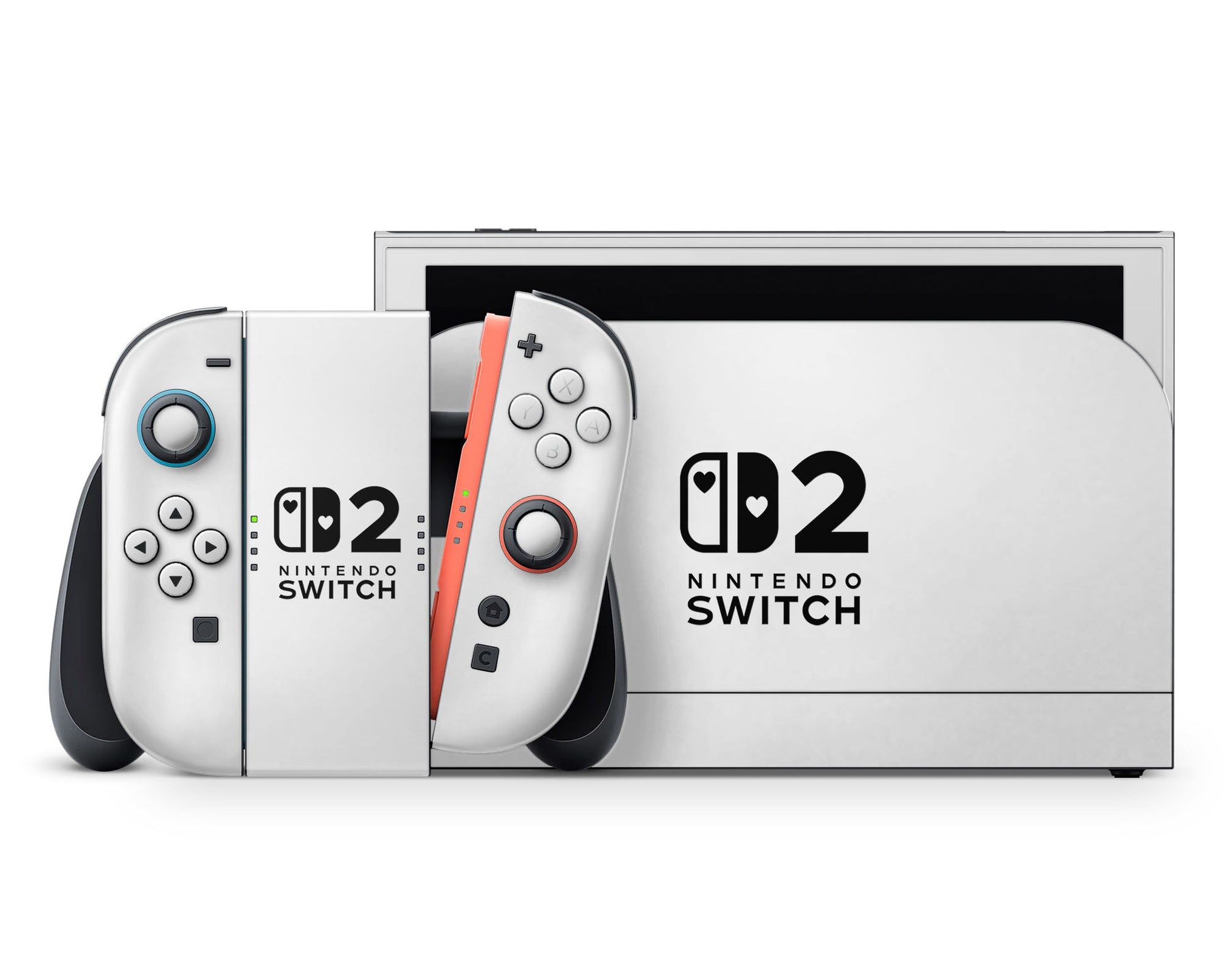 Lux Skins Nintendo Switch 2 Avalanche White (Nintendo Logo) Hearts logo Skins - Solid Colours Solid Colours Skin