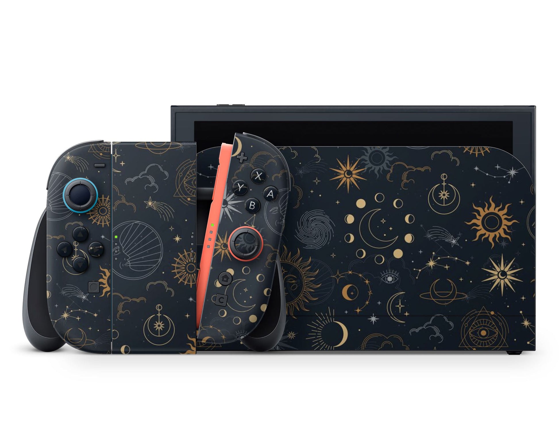 Lux Skins Nintendo Switch 2 Constellation Stargazing Night Full Set +Tempered Glass Skins - Pattern Galaxy Skin