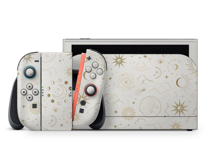 Lux Skins Nintendo Switch 2 Constellation Stargazing Day Full Set +Tempered Glass Skins - Pattern Galaxy Skin