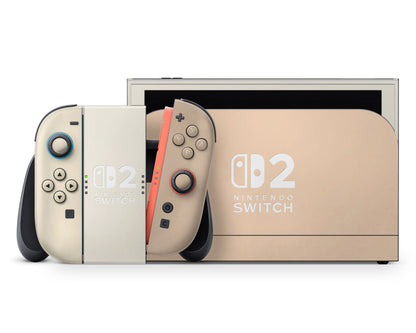Lux Skins Nintendo Switch 2 Creme Caramel Nintendo logo Skins - Solid Colours Colour Blocking Skin