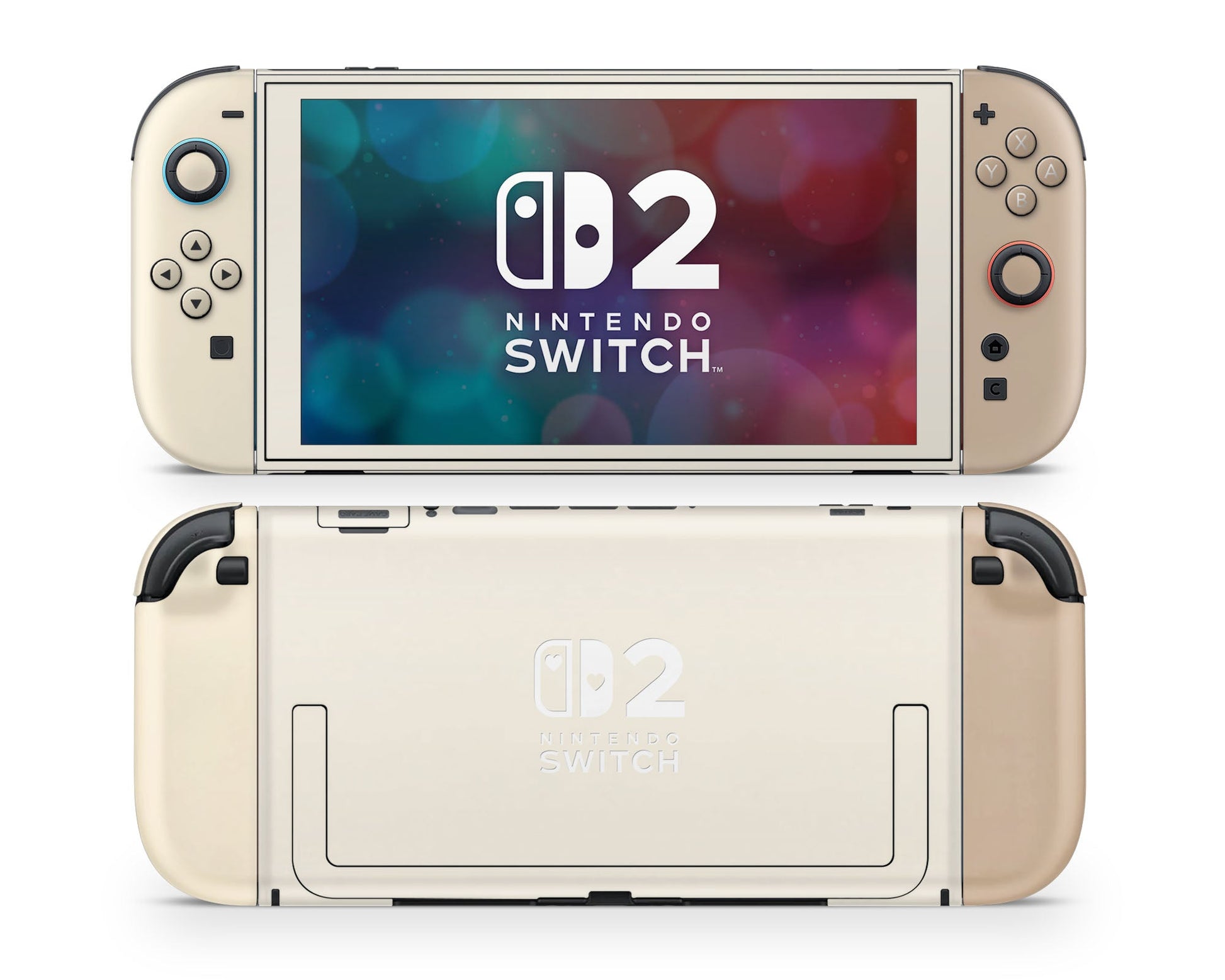 Lux Skins Nintendo Switch 2 Creme Caramel Hearts logo Skins - Solid Colours Colour Blocking Skin