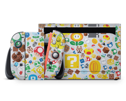 Lux Skins Nintendo Switch 2 Super Mario Bros Pattern Full Set +Tempered Glass Skins - Pop culture Mario Skin