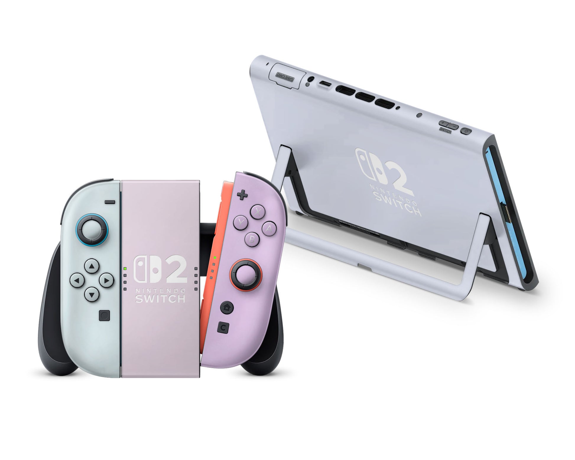 Lux Skins Nintendo Switch 2 Pastel Cotton Candy Nintendo logo Skins - Solid Colours Colour Blocking Skin