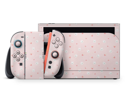 Lux Skins Nintendo Switch 2 Cute Bunny Rabbit Strawberry Full Set +Tempered Glass Skins - Art Animals Skin