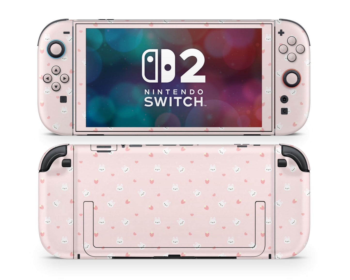 Lux Skins Nintendo Switch 2 Cute Bunny Rabbit Strawberry Joycons Only Skins - Art Animals Skin