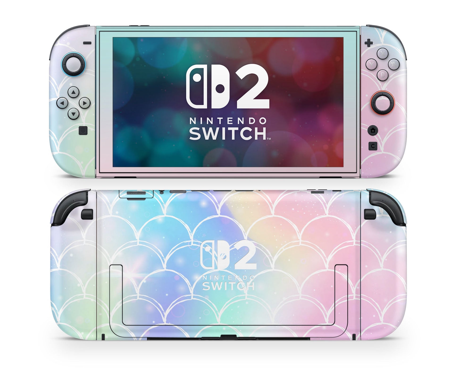 Lux Skins Nintendo Switch 2 Iridescent Pastel Mermaid Nintendo logo Skins - Pattern Abstract Skin