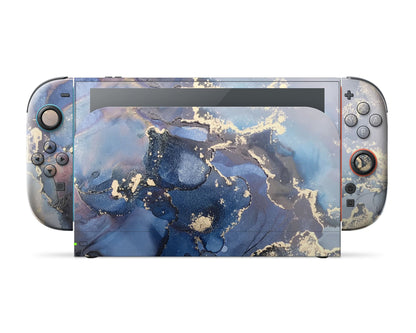 Lux Skins Nintendo Switch 2 Ethereal Blue Gold Marble Classic no logo Skins - Pattern Marble Skin