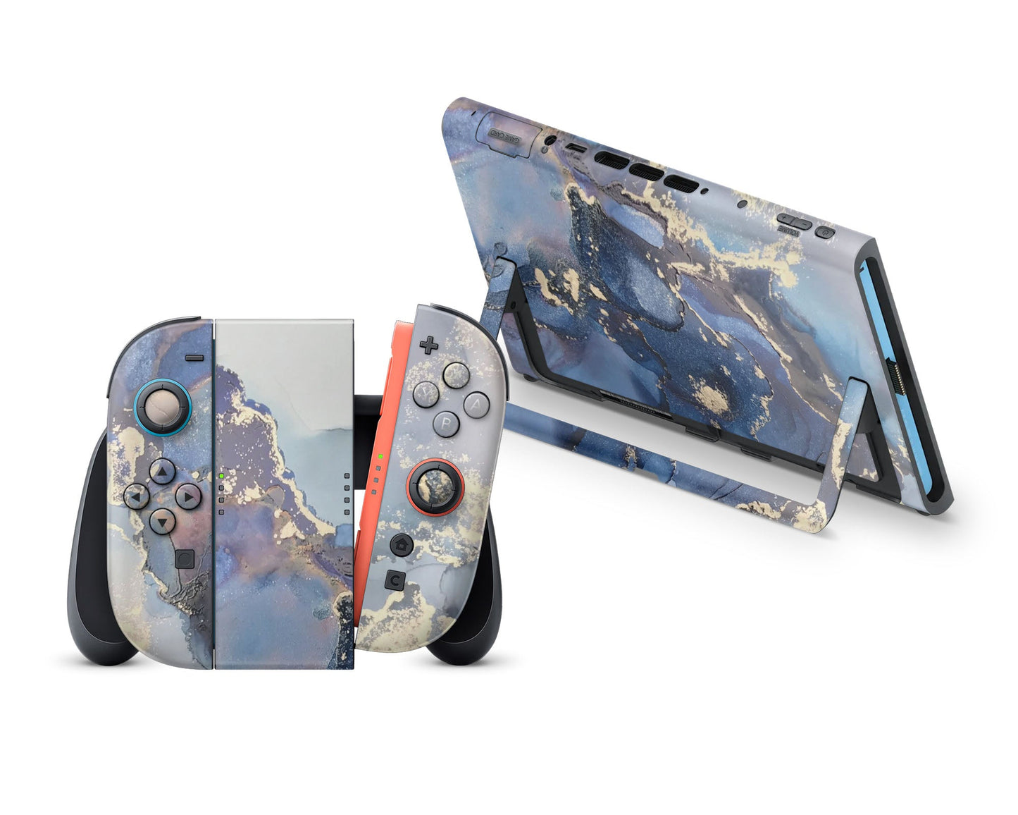 Ethereal Blue Gold Marble Nintendo Switch 2 Skin