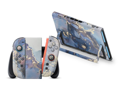 Ethereal Blue Gold Marble Nintendo Switch 2 Skin