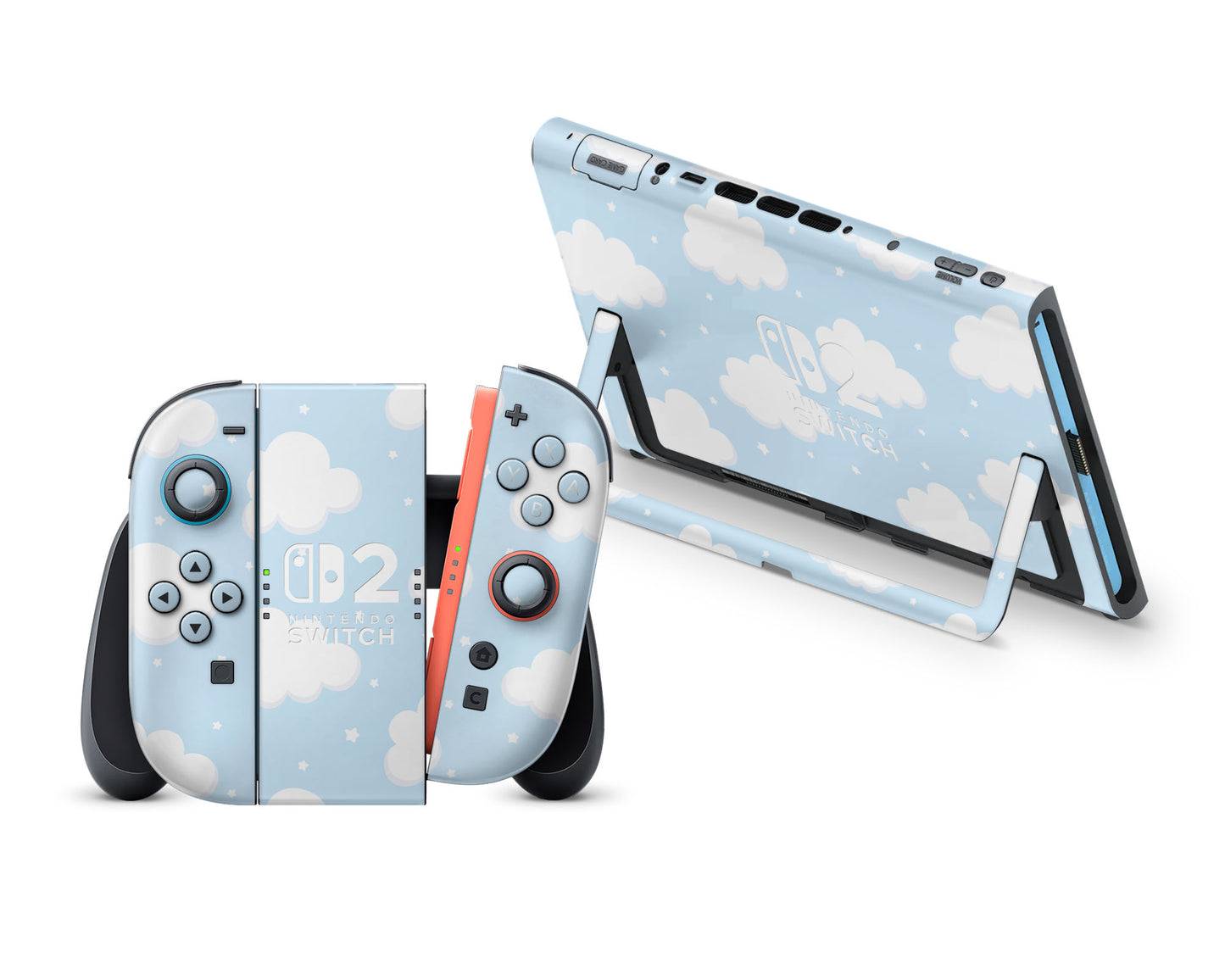 Lux Skins Nintendo Switch 2 Blue Sky Clouds Nintendo logo Skins - Art Clouds Skin