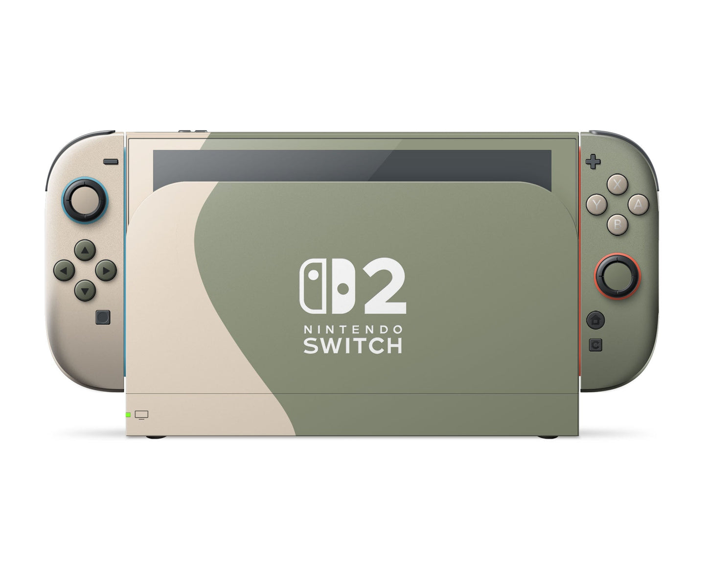 Lux Skins Nintendo Switch 2 Two Tone Wild Sage Green Cream Nintendo logo Skins - Solid Colours Colour Blocking Skin