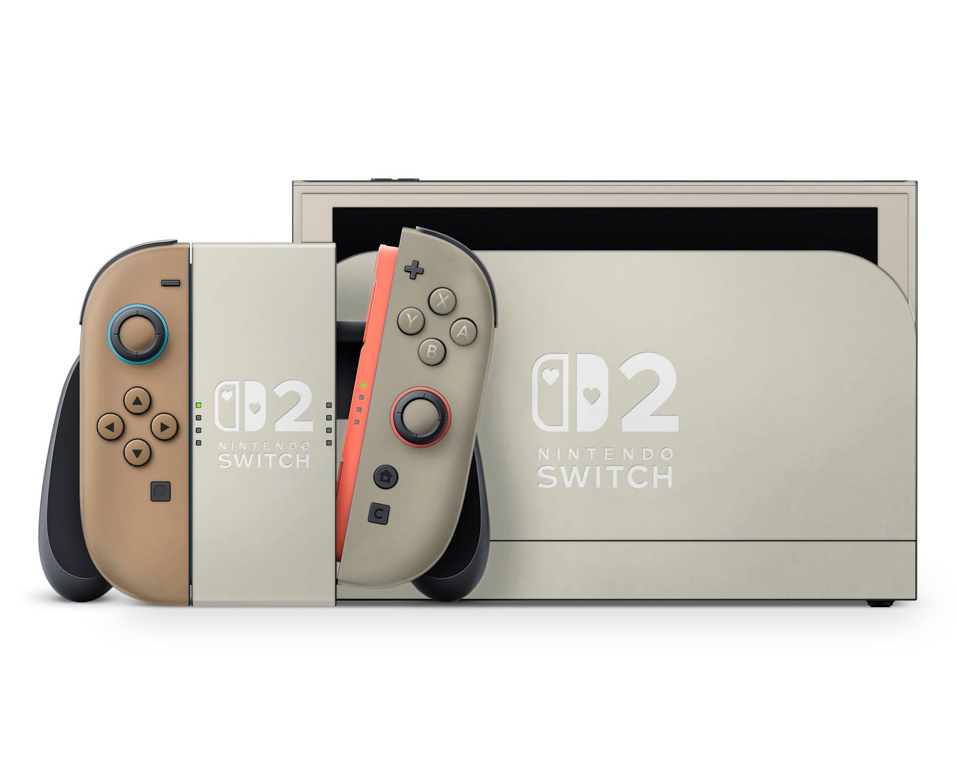 Lux Skins Nintendo Switch 2 Nordic Forest Hearts logo Skins - Solid Colours Colour Blocking Skin