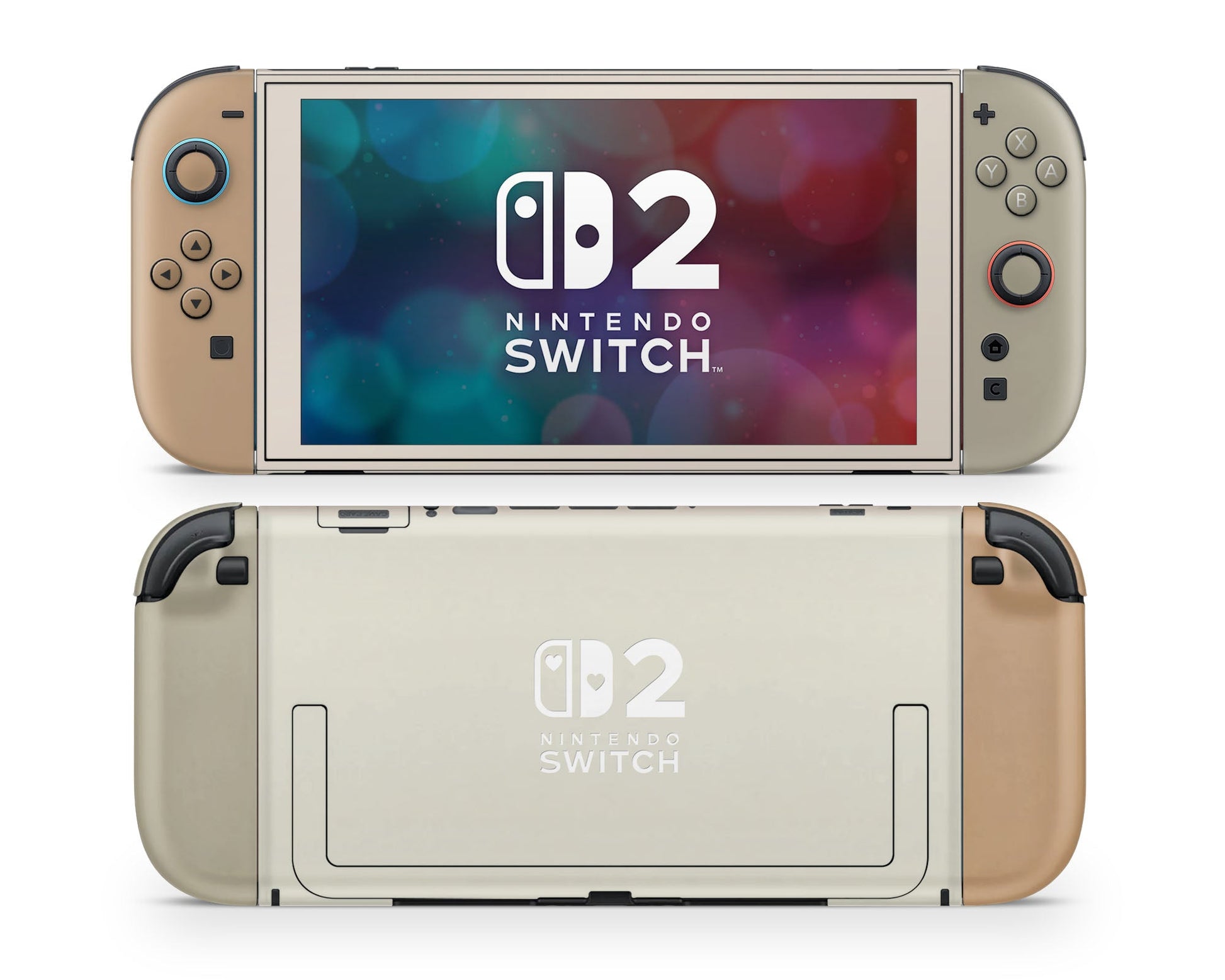 Lux Skins Nintendo Switch 2 Nordic Forest Hearts logo Skins - Solid Colours Colour Blocking Skin