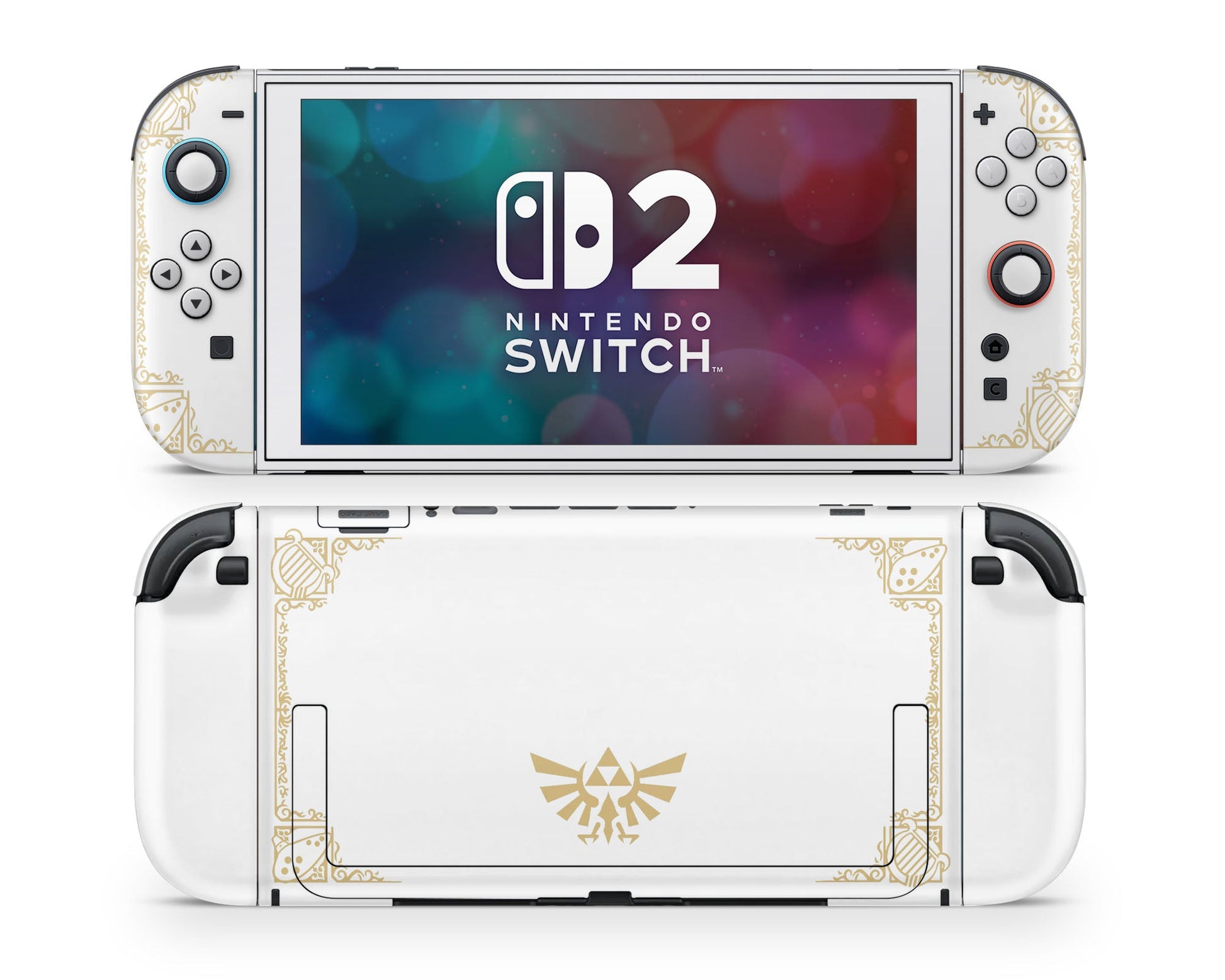 Lux Skins Nintendo Switch 2 Legend of Zelda White Gold Joycons Only Skins - Pop culture Zelda Skin